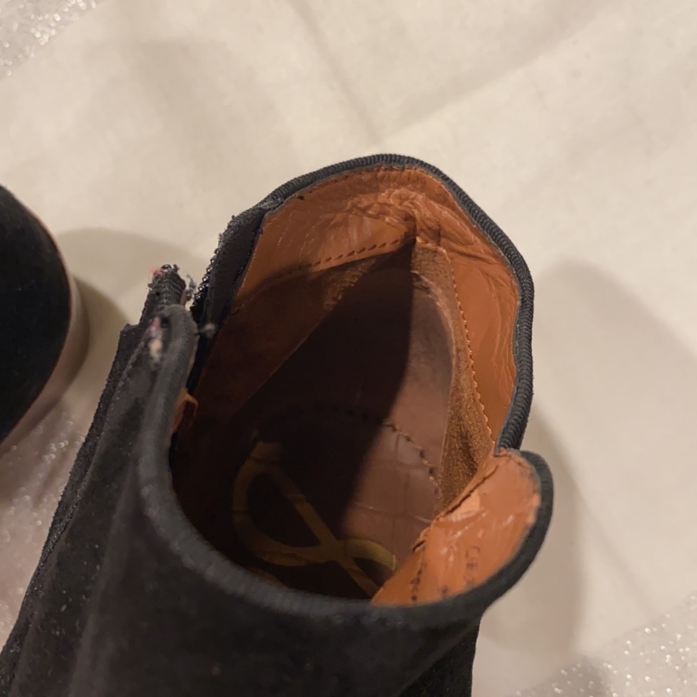 Sam Edelman Black Suede Ankle Side Zip Booties - Picture 9 of 9